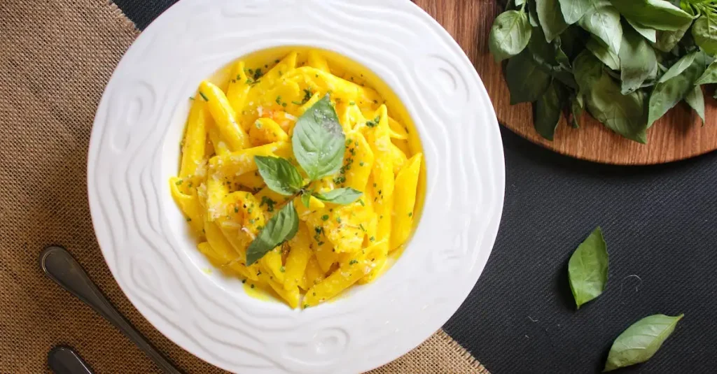 Veganistische roomsaus pasta